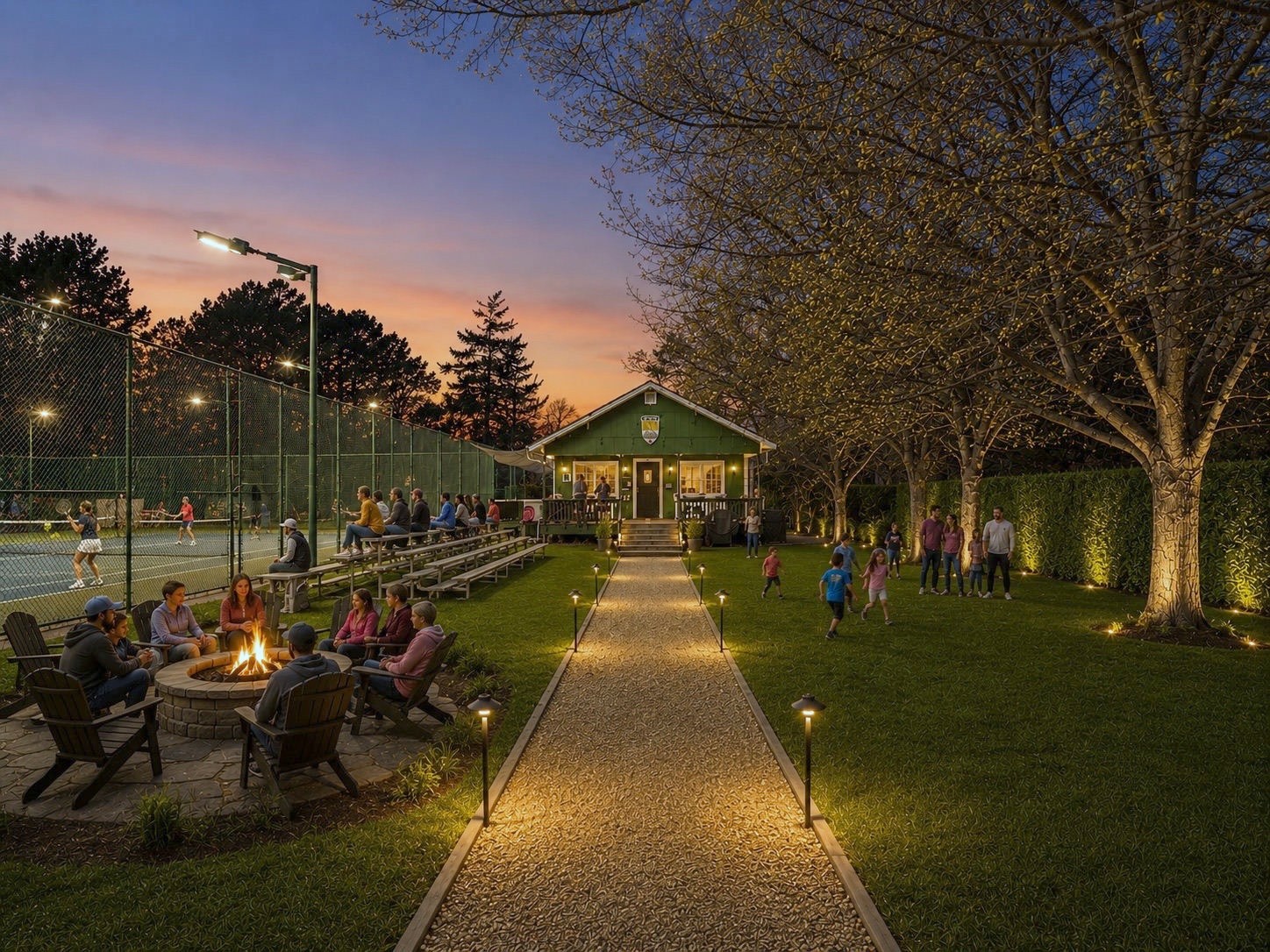 Conceptual vision of the refreshed grounds at sunset